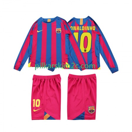 Koszulka FC Barcelona RONALDINHO 10 2006 Retro Dziecięca Główna 2005 Koszulki Piłkarskie(L/S)